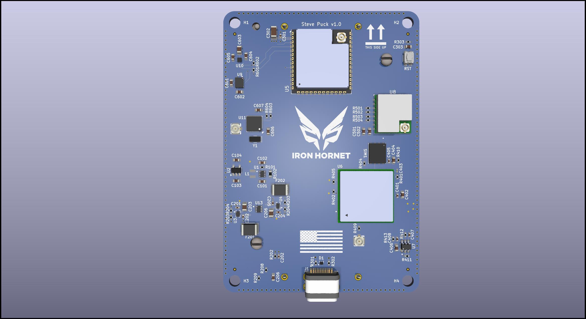 Iron Puck — Steve Puck v1.0 board, top view